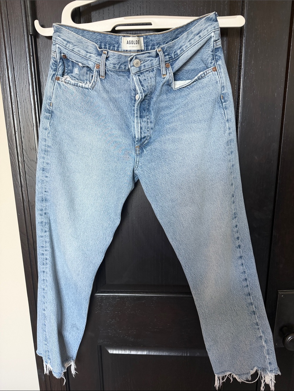 Agolde Riley Crop Light Blue High-Rise Straight Jeans